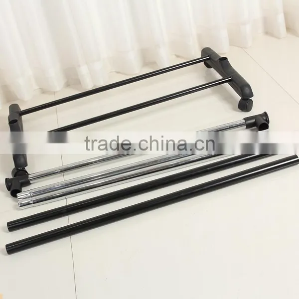Single Garment Rack Grey Clothes Portable Hanging Rail Two Lockers Wheels photo-5