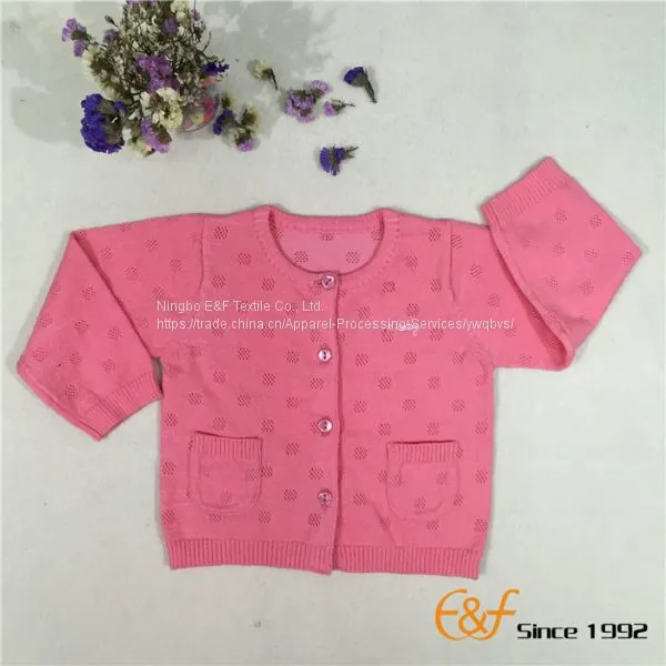 Girl Cardigan Sweater With Pointelle Stitch photo-2