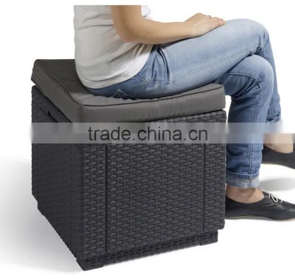 2017 Trade Assurance New Spring Coming Cheap All Weather Modern Cube Rattan Footstool Occasional photo-3