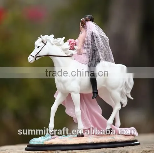 Custom White Horse European High-quality Resin Bride and Groom Figurines photo-3