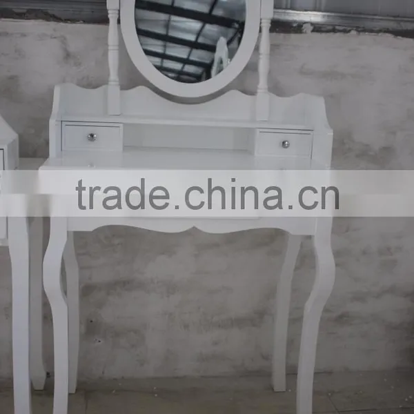 Roundhill Furniture Ashley Wood Make-Up Vanity Table and Stool Set White photo-3