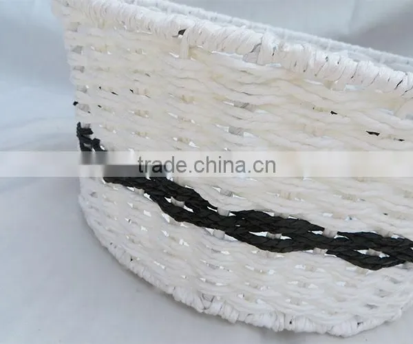 Set 3 Cheap Paper Rope Handmade Strong White Empty Gift Basket photo-4