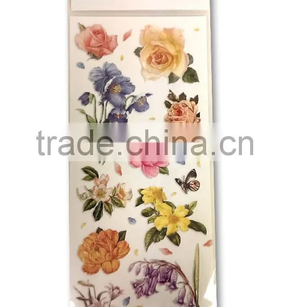 Rose & Lily Design Sticker, Classic Decorative Shinny Glitter Sticker photo-2