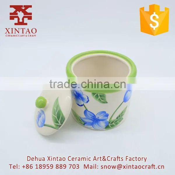 Gifts and Craft Ceramic Storage Containers Jars Canister Set White With Flower photo-5