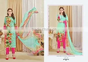 Print of Digital Flower Readymade Printed Suits/ladies Suits Lace Design/plain Sweat Suits