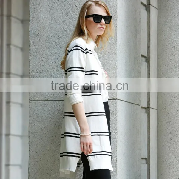 Garment Manufactorer Wholesale Great Design Fashion Casual Wear Stripe Long Winter Coats Ladies 2017 photo-2
