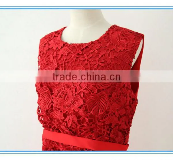 Latest Red Embroidery Lace Suit Dress For Women Wedding photo-5