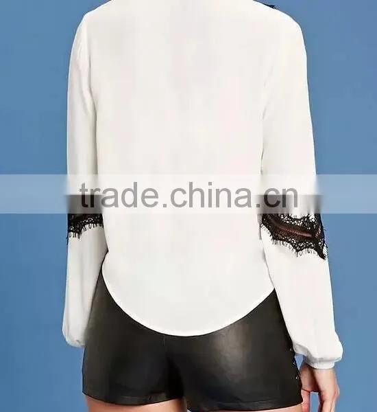 Runwaylover EY2347B Ladies 2017 Sexy Deep V-Neck Lace Blouse photo-4