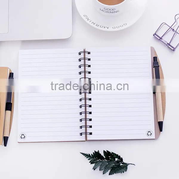 Hardcover Spiral Binding Planner With Pen Holder Kraft Cover Notebook Custom photo-2