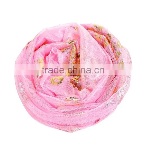 Imitation Silk Scarves & Wraps Rectangle Golden Pink Peacock Fashionable Scarf photo-3
