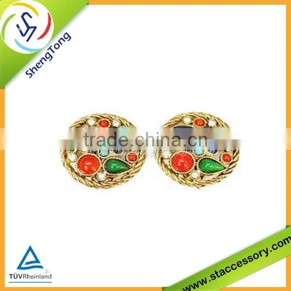 2015 Hot Selling Wholesale Metal Button Earring Rhinestone photo-4