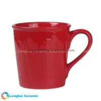 13oz Custom Pistil/stamen Embossed Color Glaze Ceramic Coffee MugLogo-embossed Custom Ceramic Coffee Mug