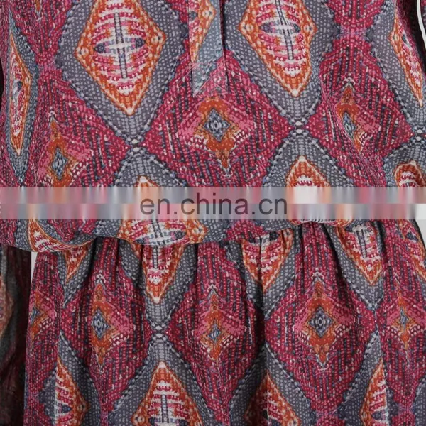 2015 New Fashion Style Ladies Print Chiffon Dress With Button Plachet photo-5