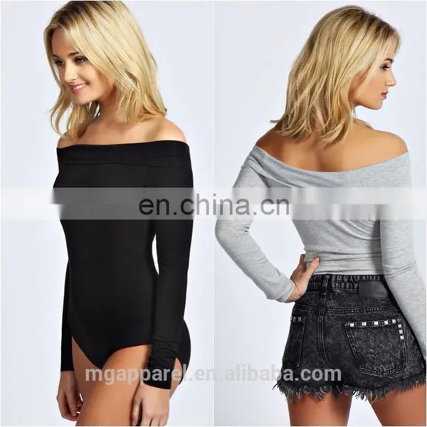 New Arrival Adult Bodysuit off Shoulder Long Sleeve Bodysuit Wholesale