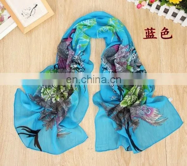 Fashion Girls' Silk Solid Long Cheap Chiffon Scarf photo-2