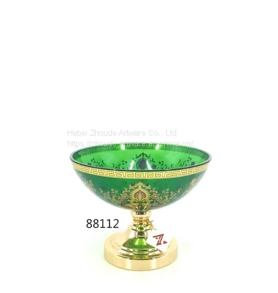 Yellow Glass Fruit Bowl With Floral in China