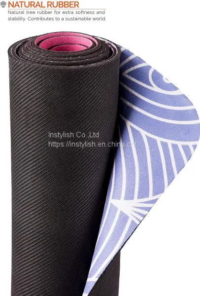 Anti Slip Yoga Pilates Gymnastics Natural Rubber Suede Yoga Mat Printed Mats With Carrying Strap - 2 in 1 Mat and Towel photo-2