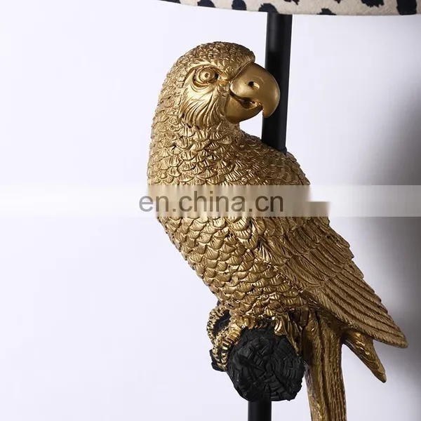 Parrot Shape Gold Bird Animal Statue Decoration Small Resin Vintage American Desk Lamps for Gift photo-3