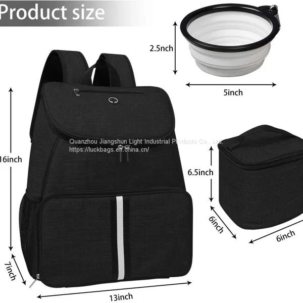 Pet Supplies Backpack New Pet Carrier With 2 Silicone Collapsible Bowls and 2 Food Baskets. photo-2