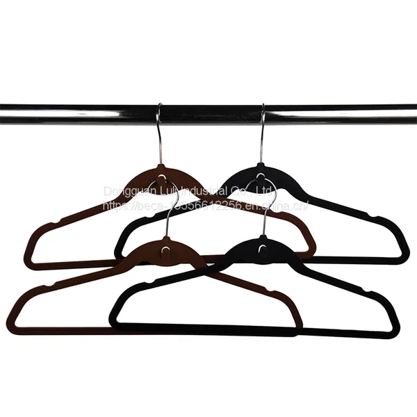 Wholesale Flocking Velvet Hanger With Metal Hook for Suppermarket