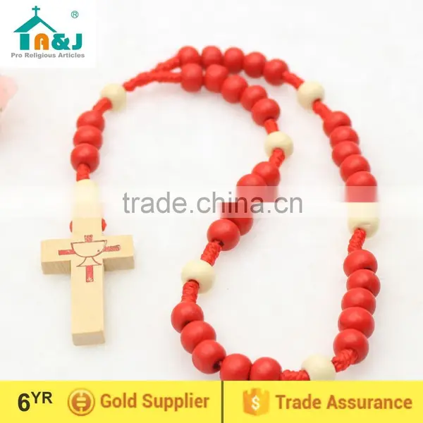 Red Rosary With Communion Cup Cross