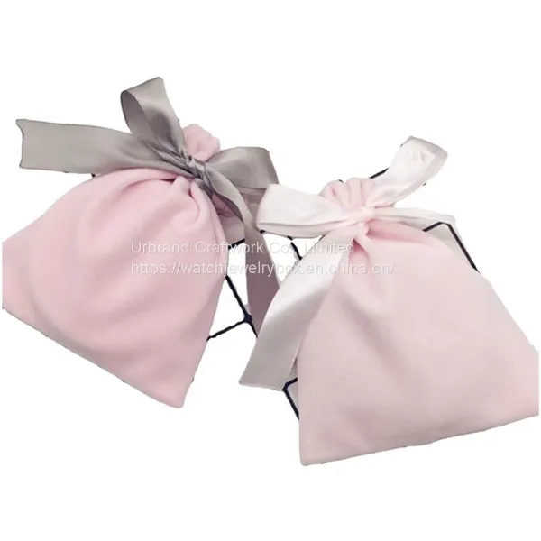Wholesale Ribbon Bow Velvet Bag Pocket Can Custom Logo Jewelry Gift Packaging Bag photo-2