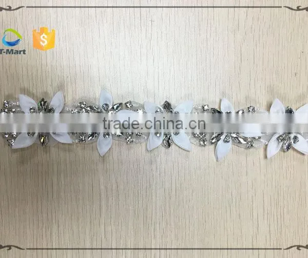 Wholesale Bridal Rhinestone Appliques With Organza Flower photo-4
