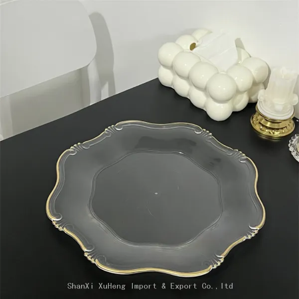 Wholesale Gold Rim Clear Charger Plates Wedding Party Plastic Table Dishes And Plates photo-3