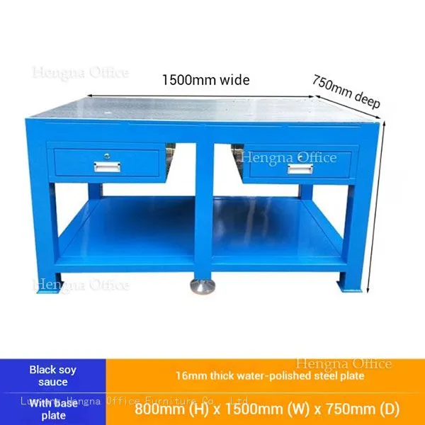 Industrial Metal Workshop Bench | Heavy Duty Garage Tool Table With Lockable Storage | Professional Mechanic Workstation - Model: HN-WB02