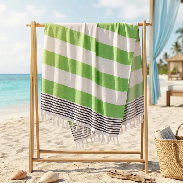 Wholesale Turkish Style Beach Towels - Bulk Microfiber Cotton Striped Fouta Pestemal Towel, Custom Fringed Bath Wrap Manufacturer