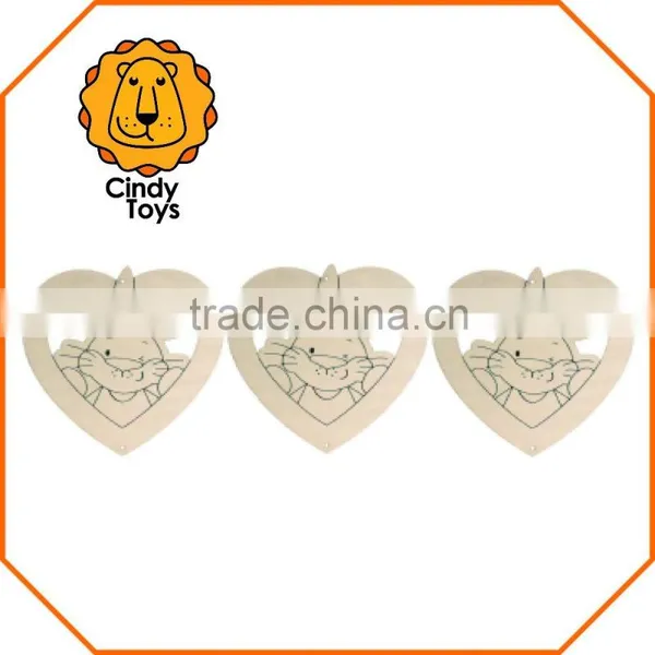 DIY Wooden Hanging Ornaments Bunny in a Heart Set of 3 for Easter photo-2