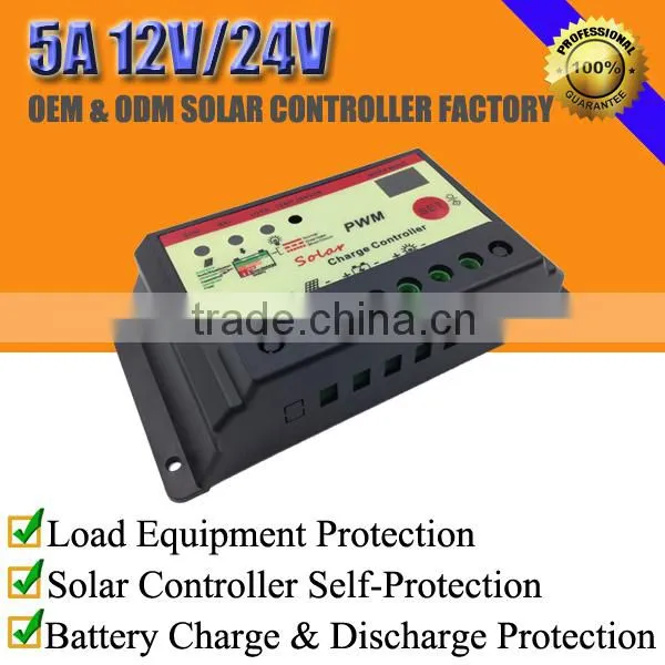 5A 12V/24V Intelligent Solar Panel Power Charge Regulator With Parameter Setting Button