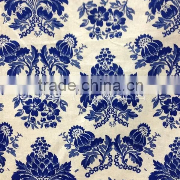 100% Linen Fabric Design of Blue and White Porcelain Fabric for Sheet, Bed-cover, Sofa Cover, Curtain, Tablecloth photo-5