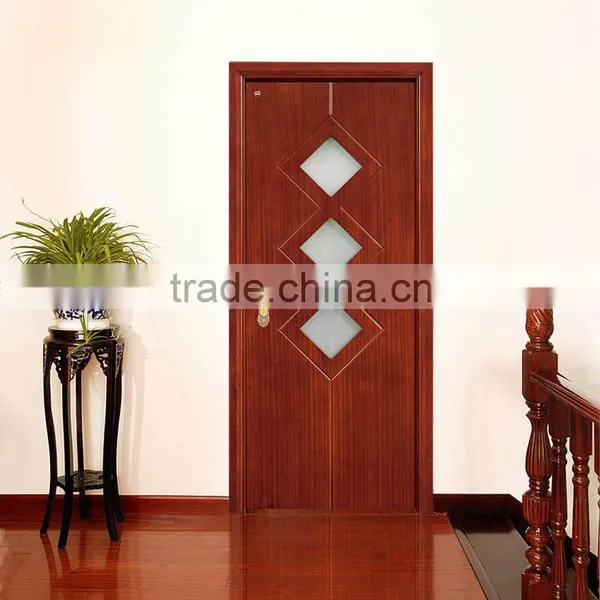 Economic Interior Teak Veneer Wood Glass Door Design photo-3