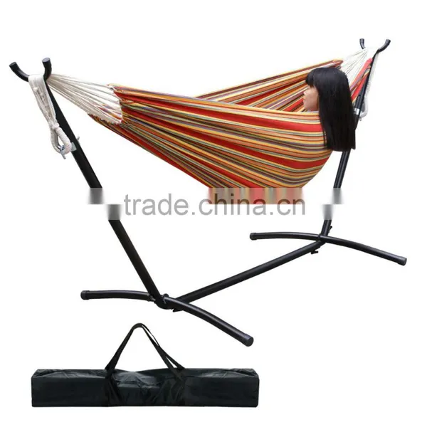 Double Hammock With Space-Saving Steel Stand Summer Outdoor Relax Bag Include photo-4