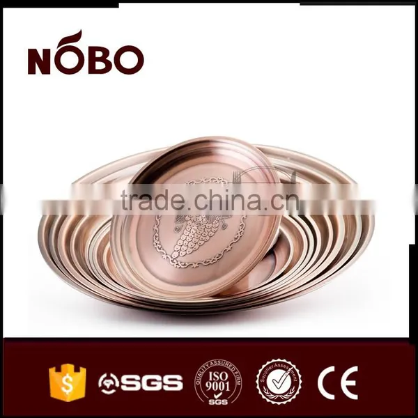 Ancient Copper Embossed Grape Plate, Stainless Steel Non-slip Serving Tray photo-5