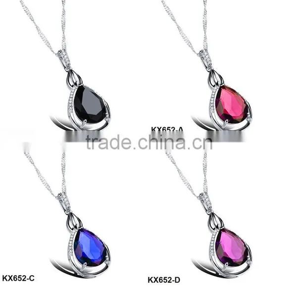 Platinum Plated Copper Zircon Black Stone Pendant photo-2