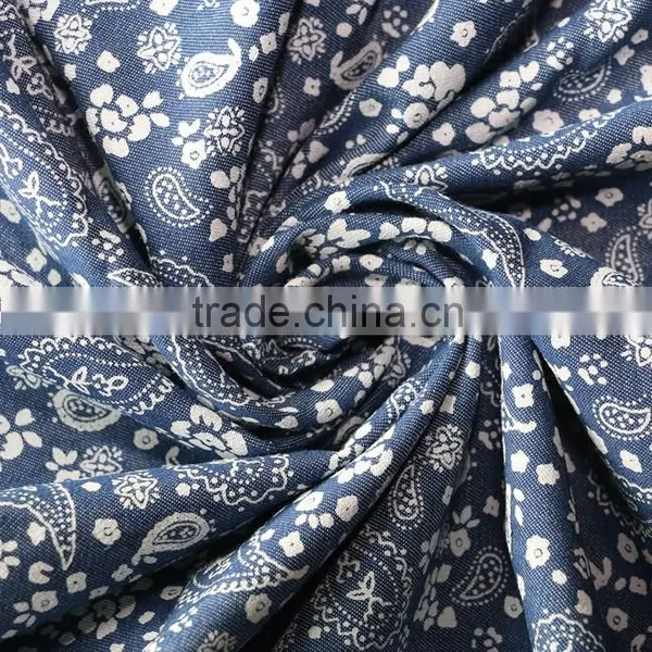 Polyester Cotton Pigment Printing Denim Fabric Prices Denim Shirting Fabric Printed Denim Fabric photo-6
