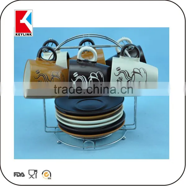 China Factory Stoneware Expresso Cups White Unique Shape Tea Ceramic Cup and Saucer photo-4