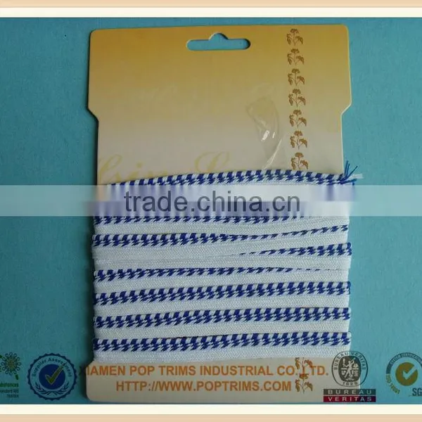 White and blue Polyester Piping ribbon