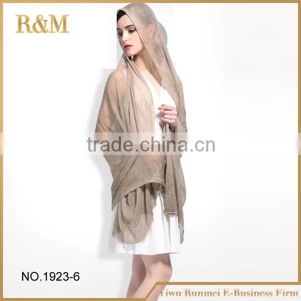 Wholesale Female Solid Color Spring Linen and Cotton Shawl photo-6