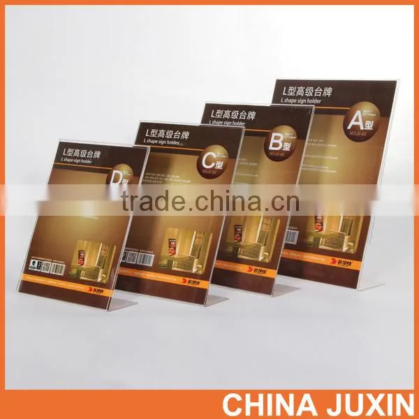 Transparent L Shape Sign Holder For Desktop Showing photo-3