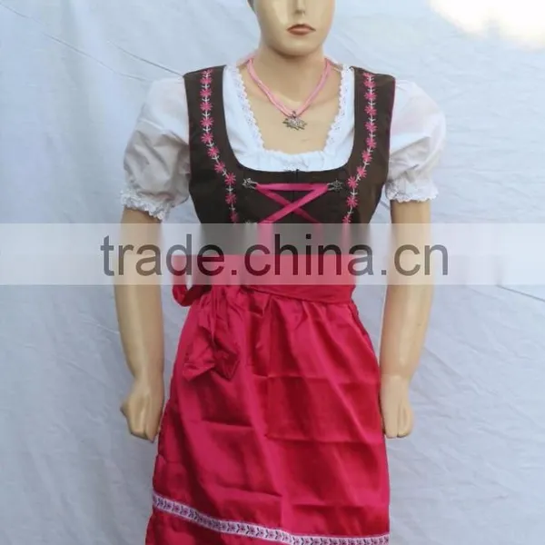 2014 Mini Dirndl With Blouse and Apron Octuber Festival , Trachten Dirndl Dress , Traditional Bavarian Dirndl