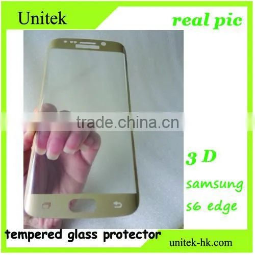 Factory Low Price!Premium Perfect For Samsung s6 Edge Electroplating With Wire Drawing Gris 3D Tempered Glass Screen Guard Film