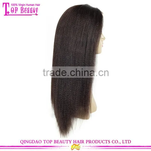 Natural Color Wig Brazilian Virgin 100 Human Hair Yaki Straight With Bleached Knots Yaki Middle Part Lace Front Wig photo-3