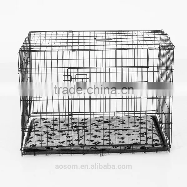 Pawhut Portable Metal Pet Cage Dog Crate With Plush Mat photo-2