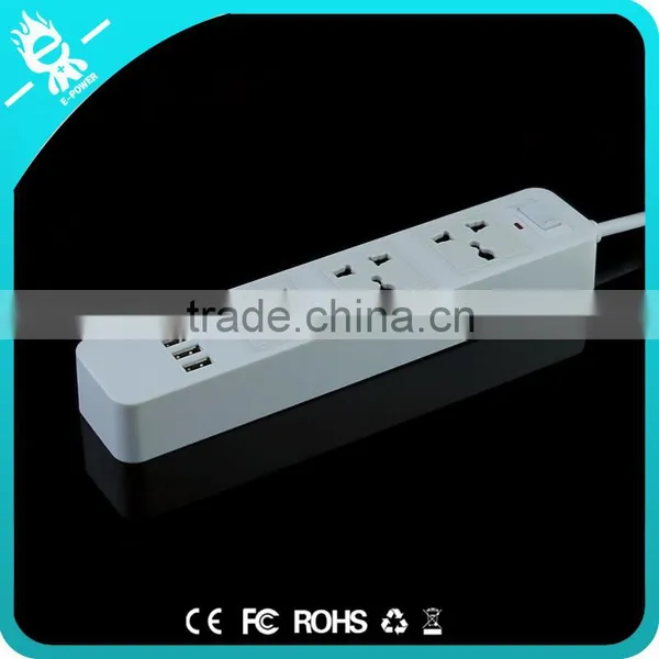 4 Usb 3-pin Plug Retractable Extension Pvc Multiple Power Socket With Switch photo-4