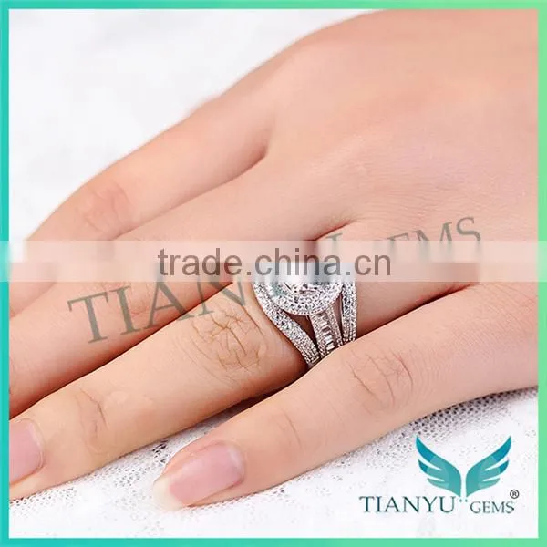 925 Sterling Sliver Lady's Engagement Ring Moissanite Diamond Wedding Ring photo-3