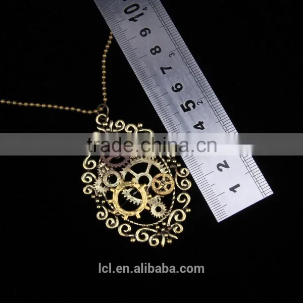 New Design Steampunk Gear Cameo Pendant Statement Necklace 2015 Yiwu Fashion Imitation Jewelry Hot Sale photo-5