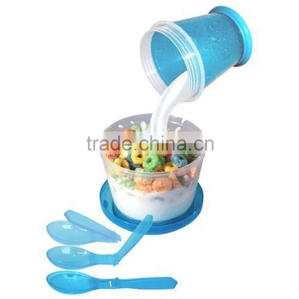 Good Quality 2 in 1 Take It To Go Container Milk Cereal To Go Pp Plastic Cup photo-2
